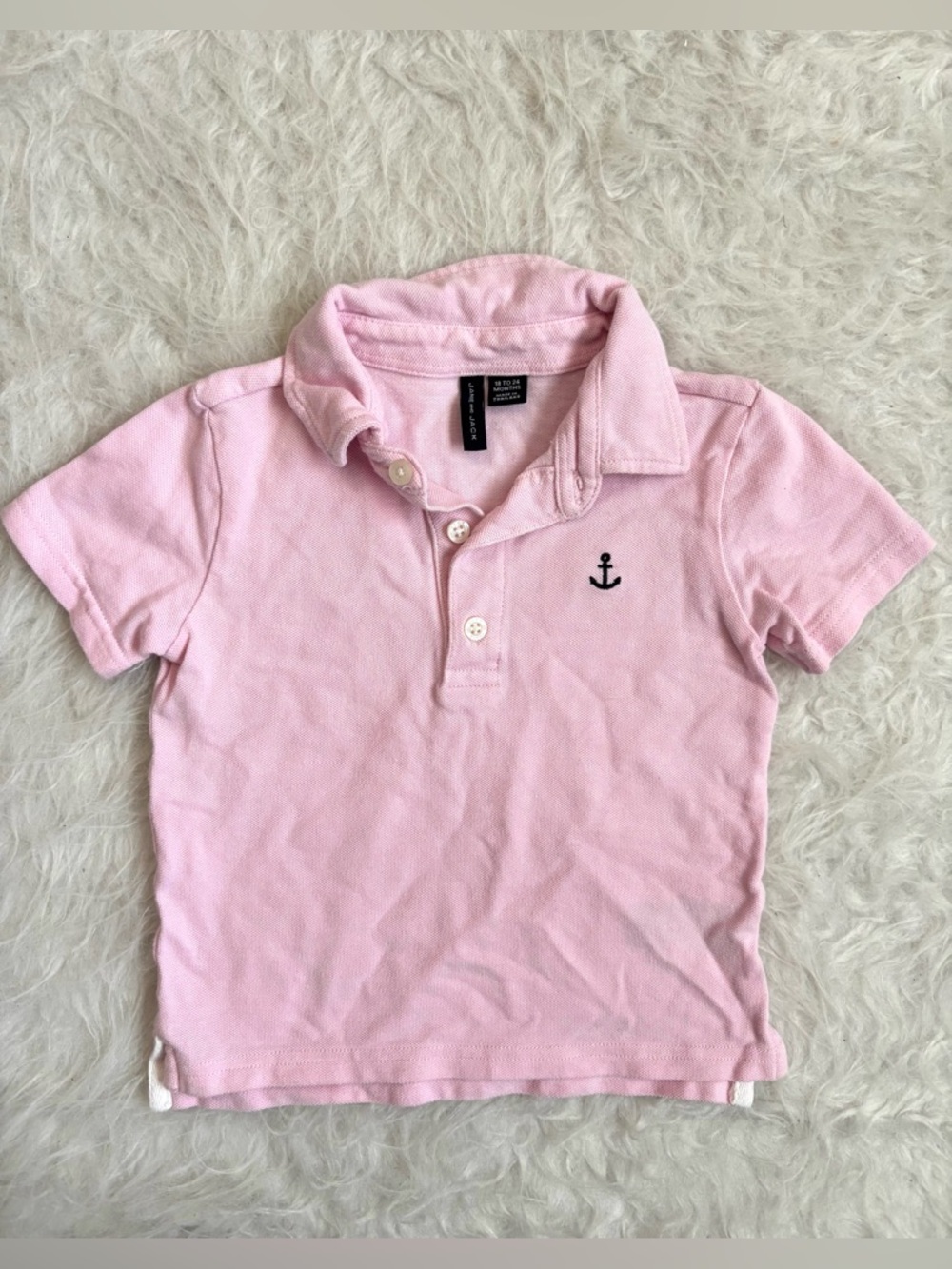 Janie and Jack Baby Boy Preppy Light Pink Polo with Navy Anchor